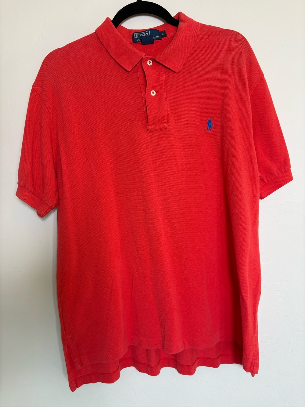 Polo Ralph Lauren Men’s Collared Polo Shirt Large Size Salmon Red 100% Cotton